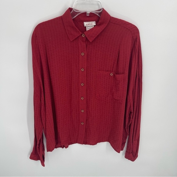 Ariat Women's Red Button Down Shirt - Picture 14 of 14